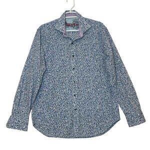 Robert Graham Shirt Mens Cotton Size Medium Button Classic Fit Floral Blue